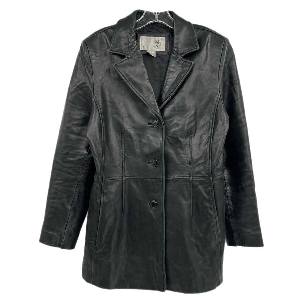 Nine West Black Button Leather Jacket | Women's Medium